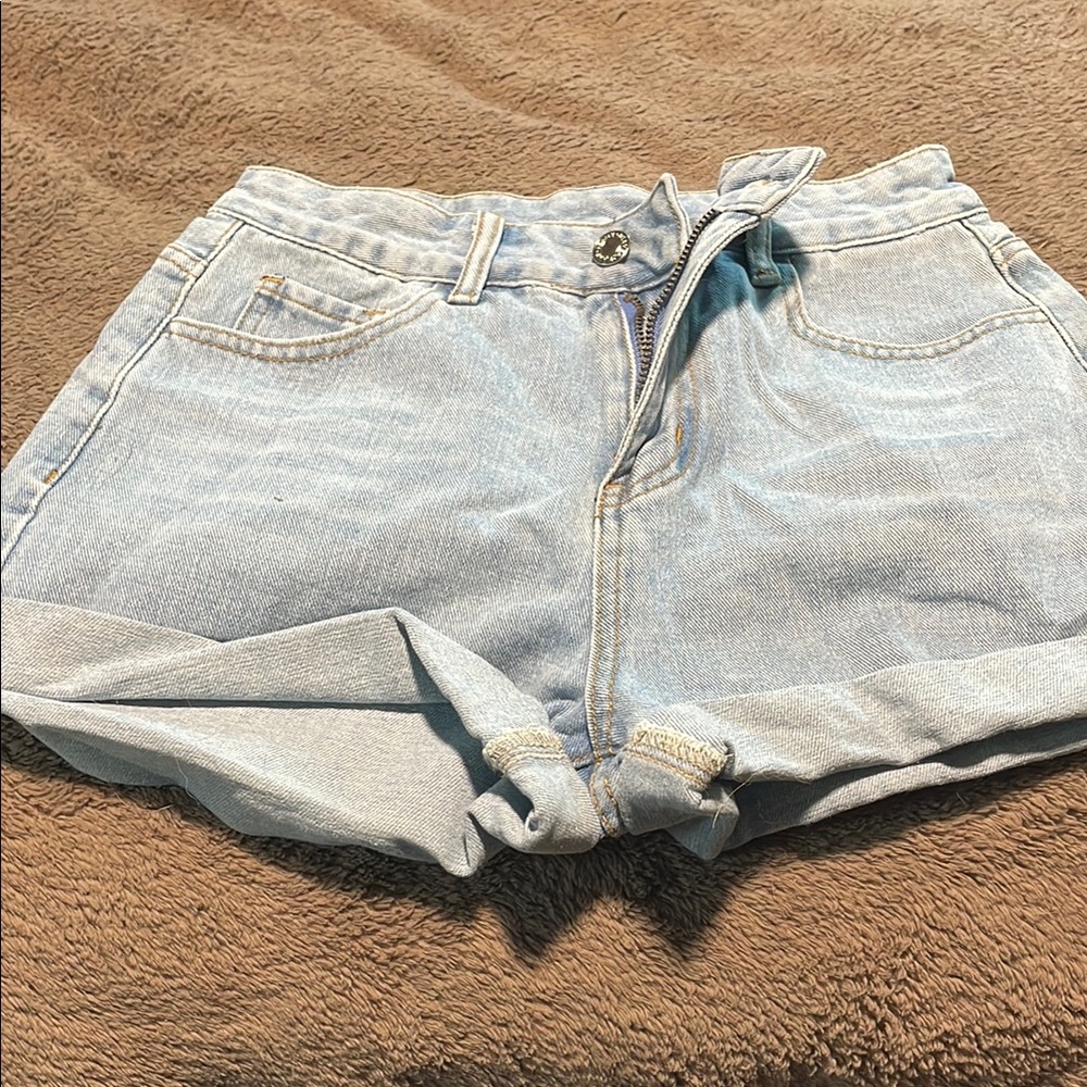 SHEIN Blue Jean Shorts High-Waisted Cut-Offs